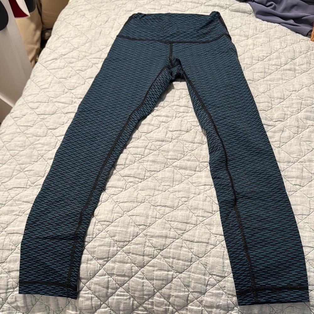 lululemon athletica Blue Leggings with Textured Design
